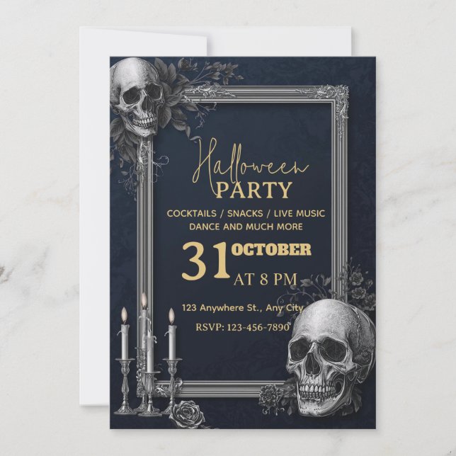 Convite para o Festa de Halloween do Gothy de luxo (Frente)