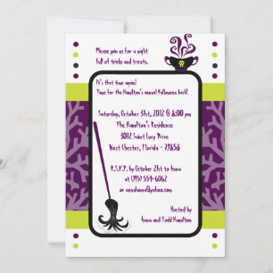 Convite para o Festa de Halloween Roxo, 5x7