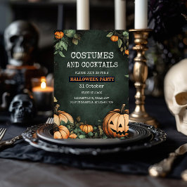 Convite para o Festa de Halloween Verde com Abóbor