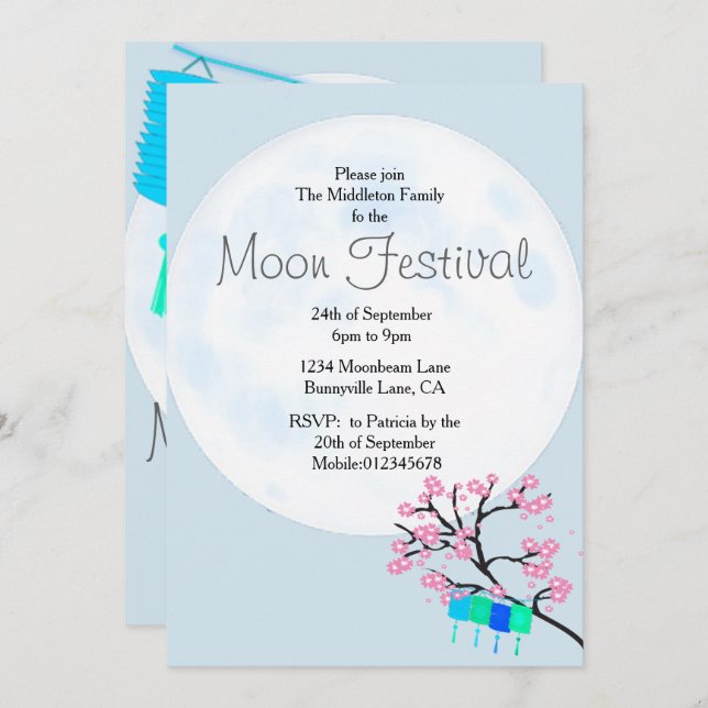 Convite para o Festival de outono Chinês (Frente/Verso)