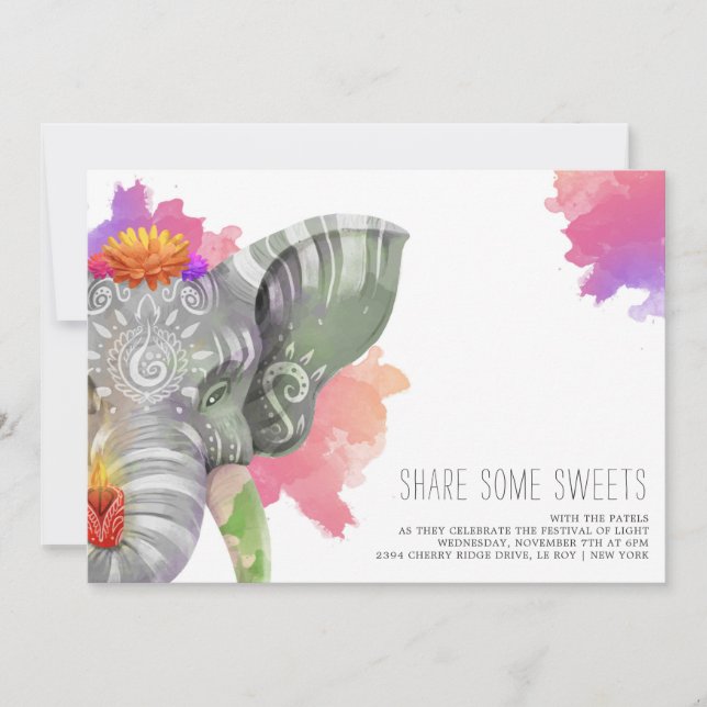 Convite para o Festival Elegante Diwali Moderno (Frente)