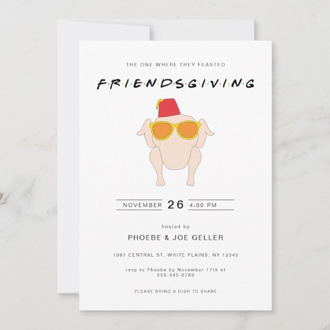 Convite para o Friendsgiving com Ação de Graças do (Frente)