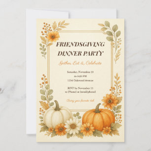 Convite para o Friendsgiving e Cartão de Menu Corr