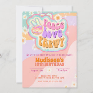 Convite para o Groovy Party Peace Love