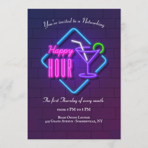 Convite para o Happy Hour de Networking Neon