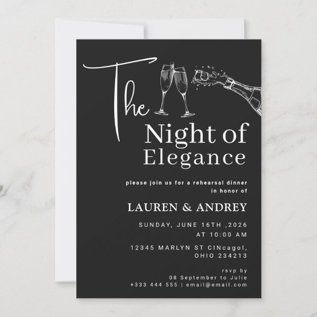 Convite para o Jantar de Ensaios da Noite de Elegâ (Frente)
