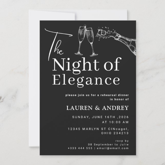 Convite para o Jantar de Ensaios da Noite de Elegâ (Frente)