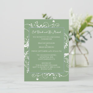 Convite para o Janto de ensaio Moss Green Flourish