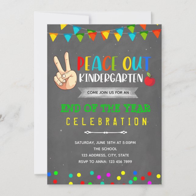 Convite para o Jardim de Infância do Peace Out (Frente)