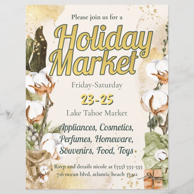 Convite para o mercado de férias da árvore de Nata (Frente)