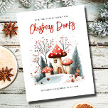 Convite para o Natal da Floresta de inverno Festiv<br><div class="desc">O convite postal de Natal Festivo Winter Wonderland. Para o casal ou família que está a fazer uma festa de natal. A design apresenta uma linda aquarela de inverno cena da floresta. Facilmente personalizado na frente e atrás com sua escolha de texto.</div>