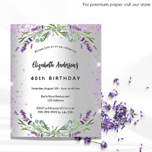 Convite para o orçamento de lavanda de aniversário