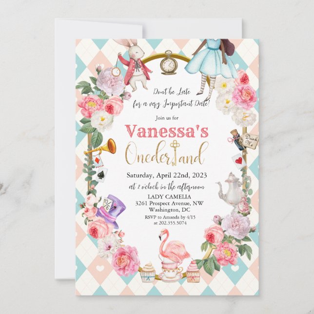Convite para o País das Maravilhas da Alice Afro-A (Frente)