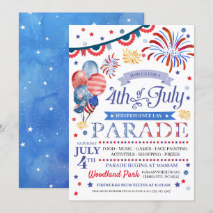 Convite para o Panfleto do Desfile de 4 de Julho