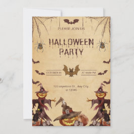 Convite para o Partido Brown Modern Halloween