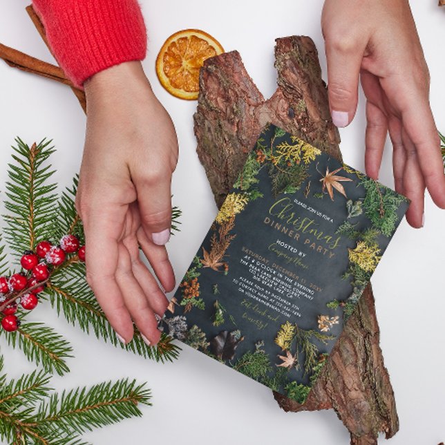 Convite para o Partido das Férias Evergreen (Join Our Festive Feast! Christmas Dinner Party Invite 🍽️🎄 [Edit & Send])