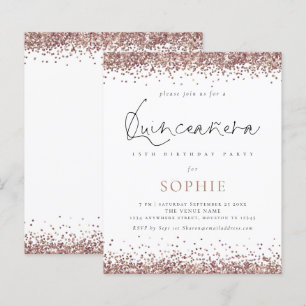 Convite para o Partido Glitter Quinceanera Dourado