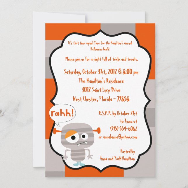 Convite para o Partido Monster Bash Halloween (Frente)