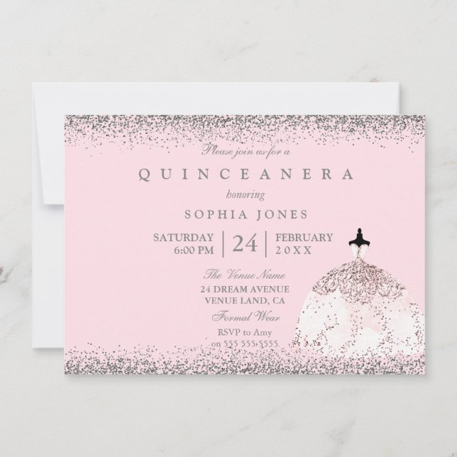 Convite para o Partido Silver Quinceanera, Dourado (Verso)