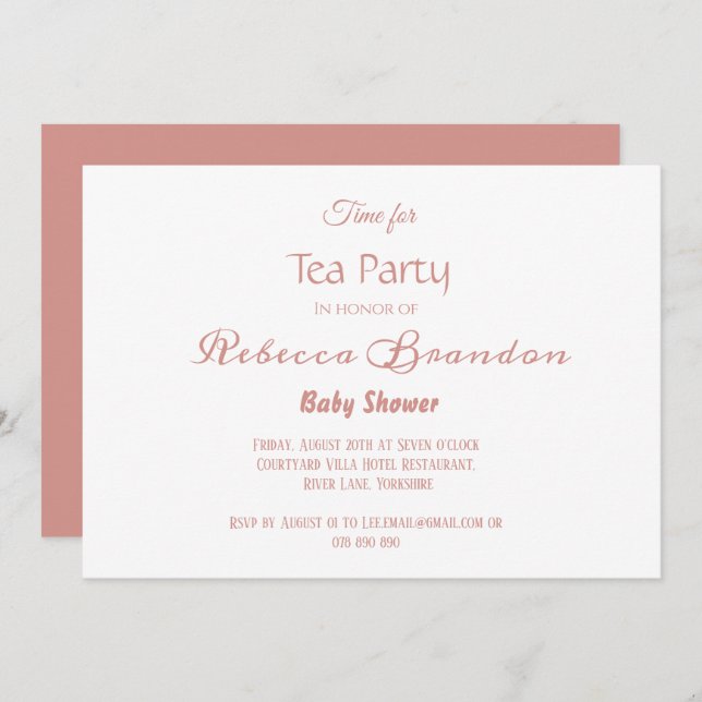 Convite para o Partido Tea do Chá de fraldas de Ca (Frente/Verso)
