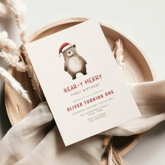 Convite para o Primeiro Aniversário da Feliz Bear 