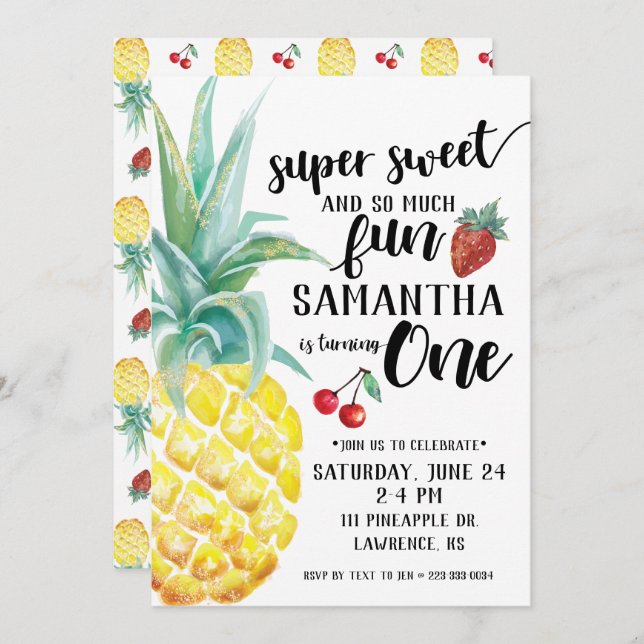 Convite Para O Primeiro Aniversário Da Super Doce  (Frente/Verso)