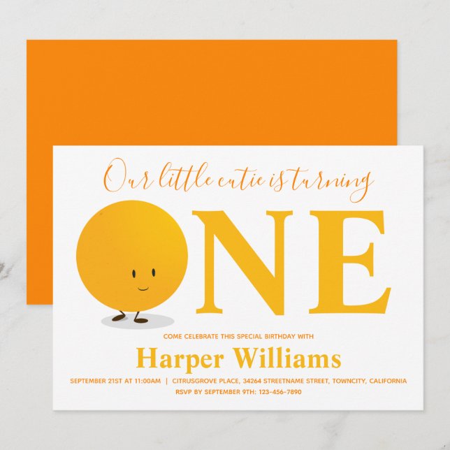 Convite Para O Primeiro Aniversário De Little Cuti (Frente/Verso)