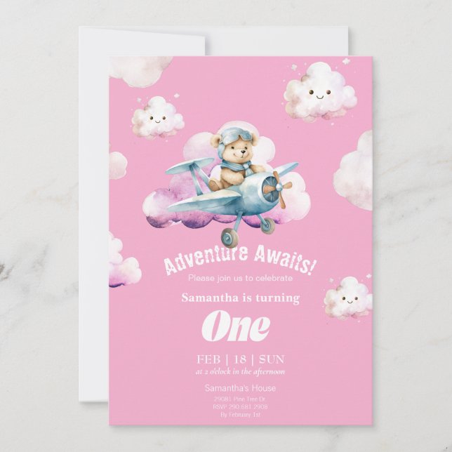 Convite para o Primeiro Aniversário de Teddy Sky S (Frente)