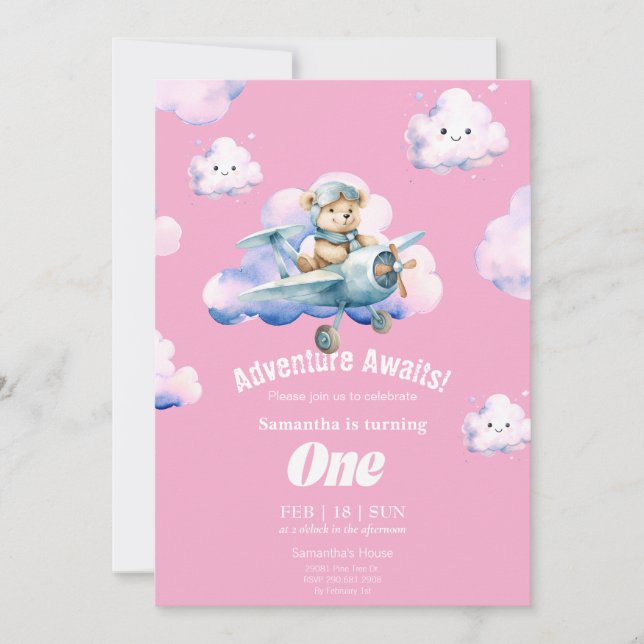 Convite para o Primeiro Aniversário de Teddy Sky S (Frente)