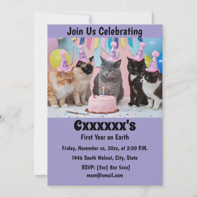 Convite para o Primeiro Aniversário do Bebê (Frente)