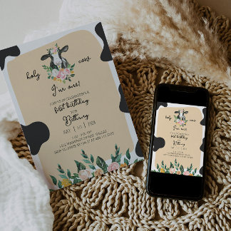 Convite para o primeiro aniversário do DIXIE Cow