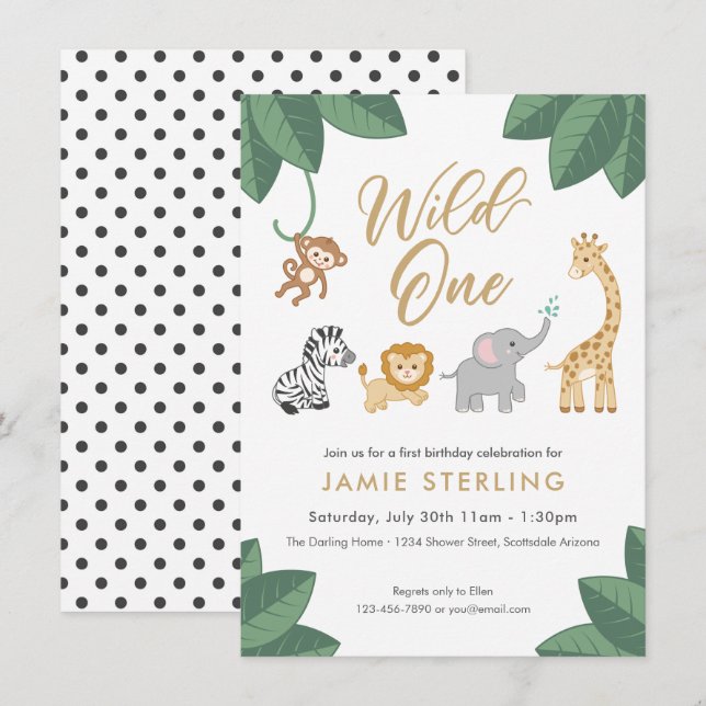 Convite para o Primeiro Aniversário do Wild One (Frente/Verso)