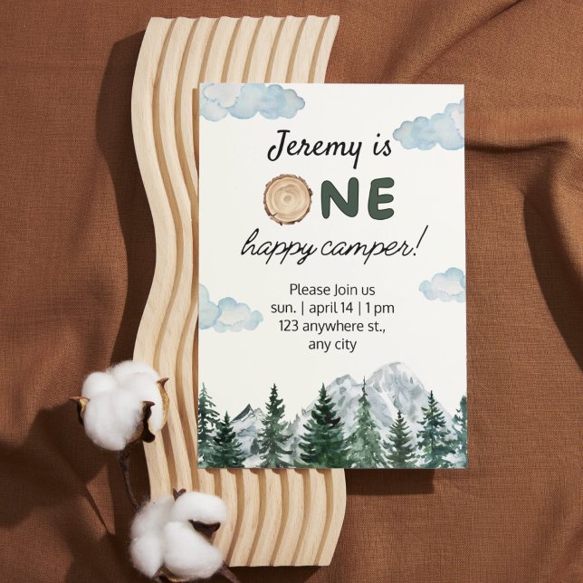 Convite para o Primeiro Aniversário no Exterior (Watercolor First Birthday Outdoors Invitation)