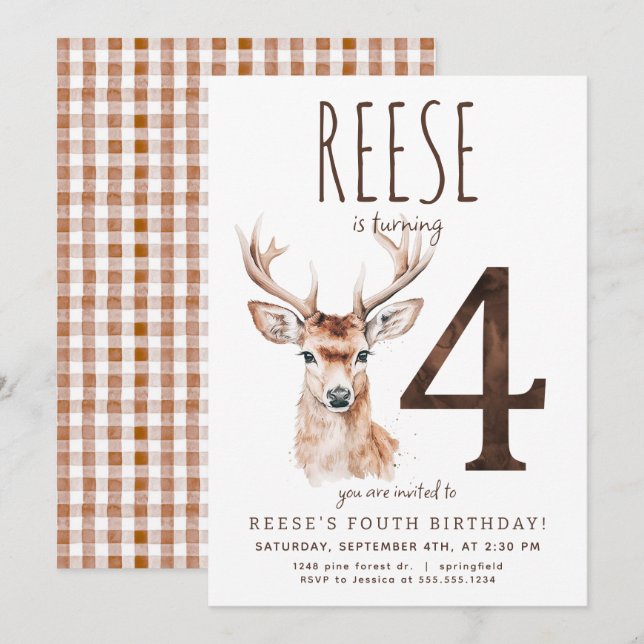 Convite para o quarto aniversário do Deer (Frente/Verso)