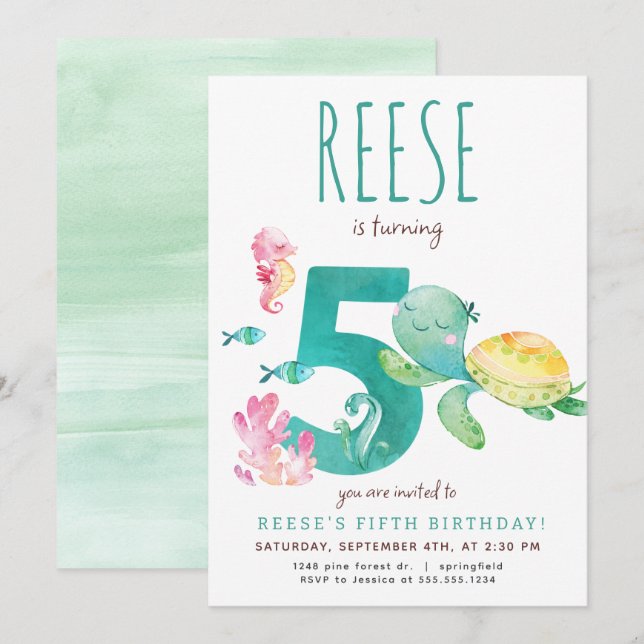 Convite para o Quinto Aniversário de Tartaruga Mar (Frente/Verso)