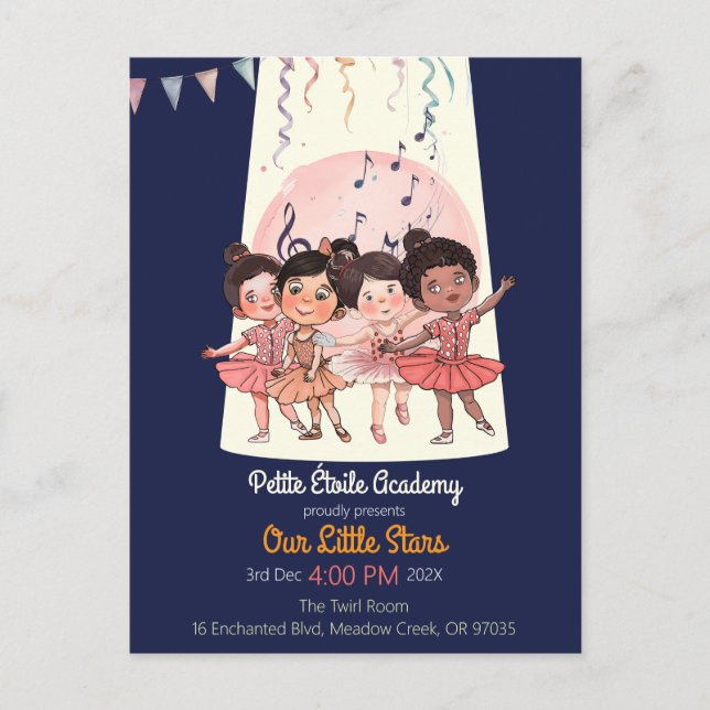 Convite para o Recital da Tiny Dancers – Estúdio P (Frente)