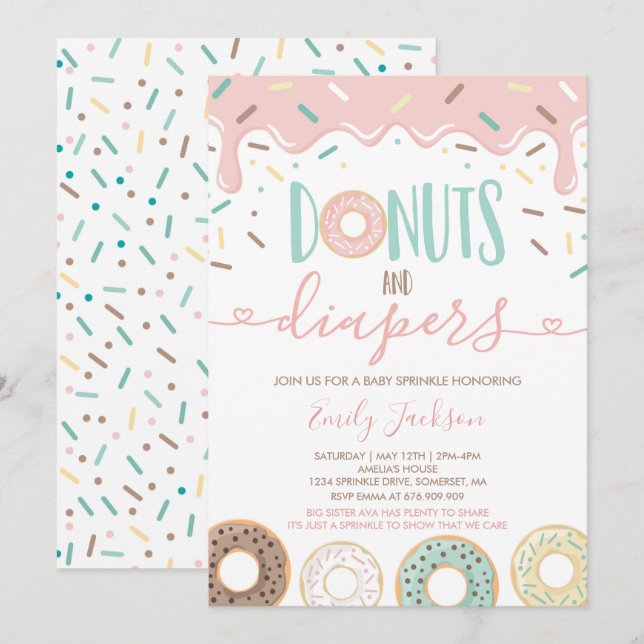 Convite Para O Rosquinha E Fralda Baby Sprinkle (Frente/Verso)