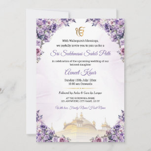 Convite para o Sukhmani Sahib Path do Casamento Si