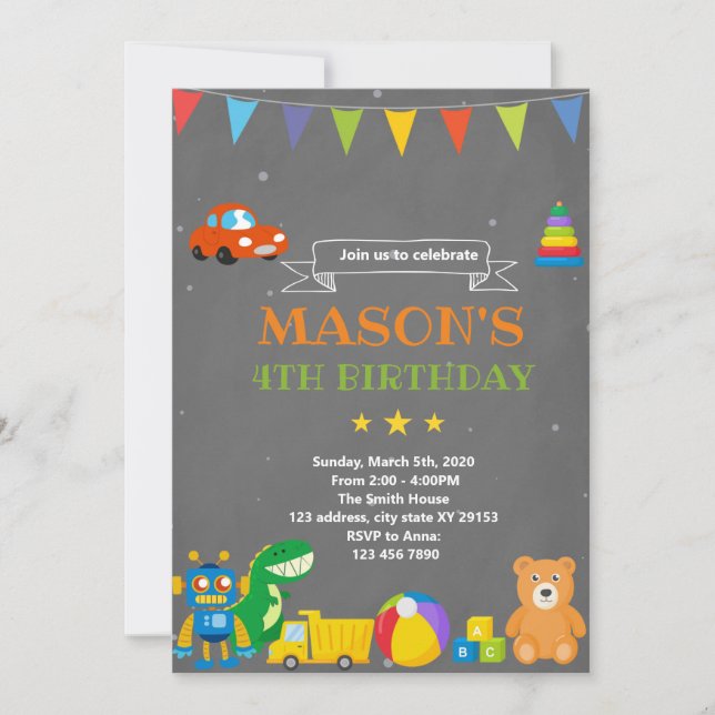 Convite para o tema aniversário da Toyland (Frente)