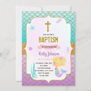 convite para o tema das sereias baptism