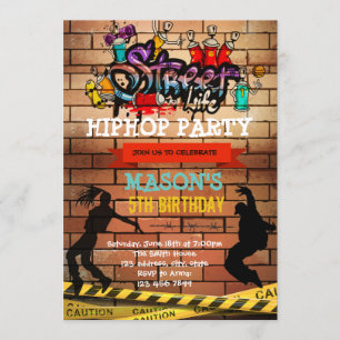 Convite para o tema de aniversário de hiphop bonit