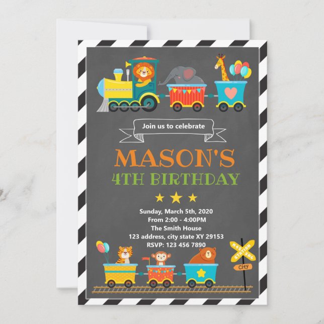 Convite para o tema de aniversário do comboio (Frente)