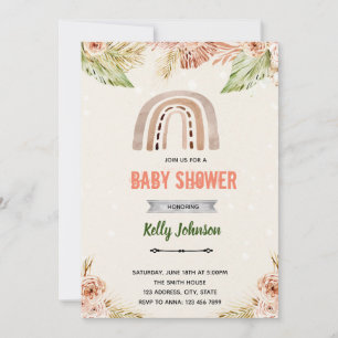 Convite para o tema do arco-íris de flor de Boho