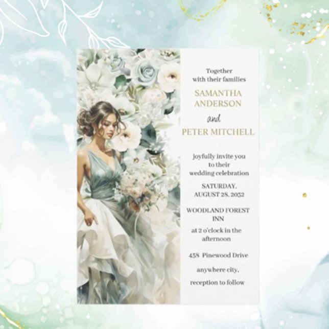 Convite para o tema do casamento Dusty Blue Eucaly (Discover elegant and modern wedding invitations with floral and rustic themes.  )