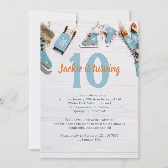 Convite para o tema do gelo e neve (Frente)