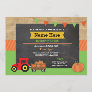 Convite para o Trator de Pumpkin da Festa de anive