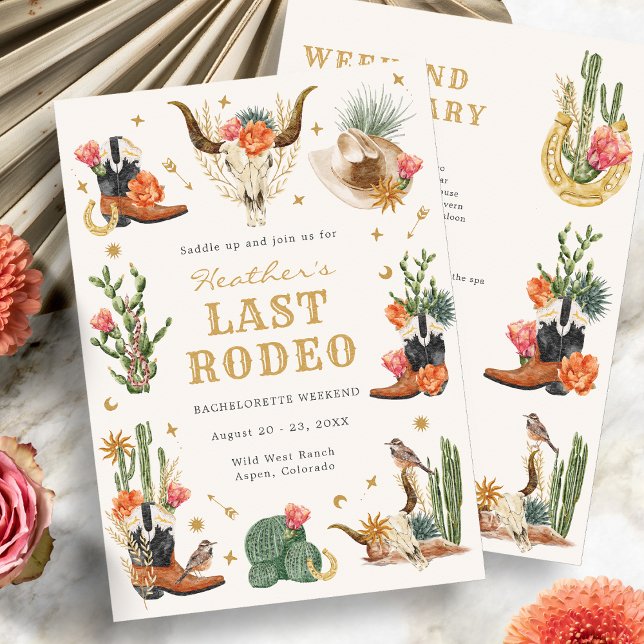 Convite para o Último Rodeio da Solteira (Wild West Bachelorette Last Rodeo Invitation by Painted Paperie
)