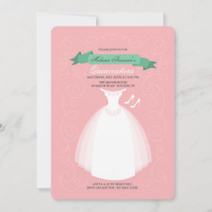 Convite para o vestido branco Quinceañera