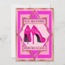 Convite para ocasiões especiais de salto alto rosa