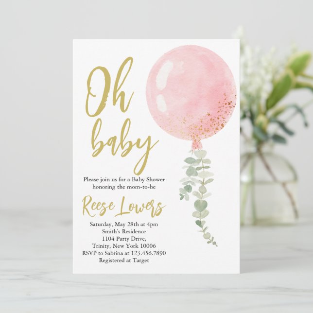 Convite para Oh Baby Baby Shower (Em pé/Frente)